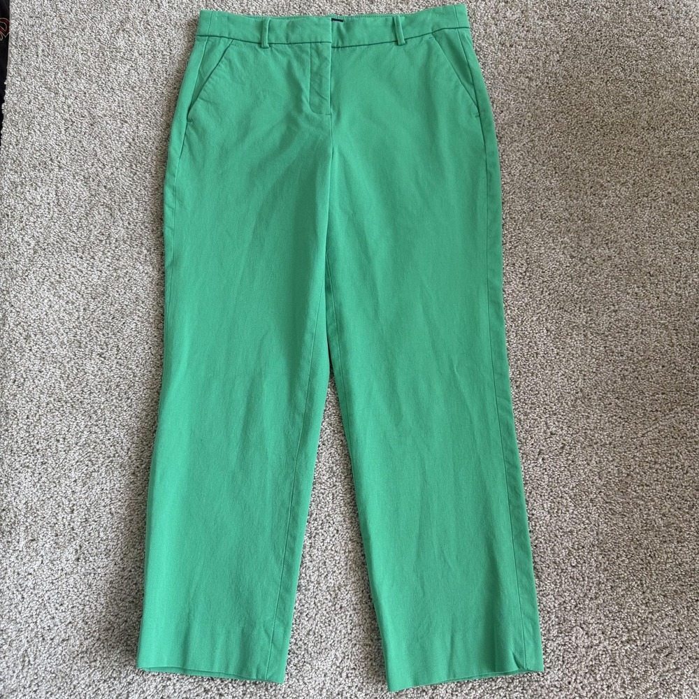 J Crew Kallie Pants Womens 10 Green Twill Chino Straight Leg Stretch Pockets